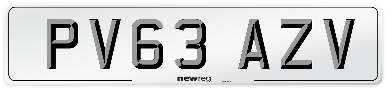 PV63 AZV Number Plate from New Reg